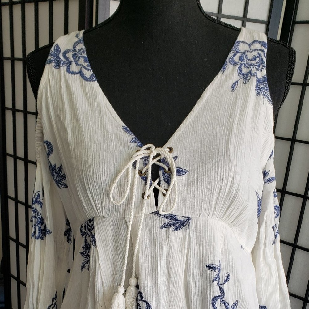 Baby doll dress - empire waist, cold shoulder, size 4